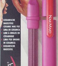 NailMaid, Ceramic Nail File, magenta case, Clip red, blister carded