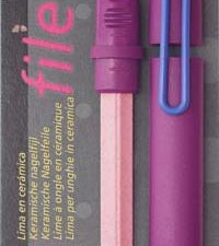 FileAway, Ceramic Nail File, violet case, Clip bright blue, blister carded