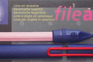 FileAway, Ceramic Nail File, modern blue case, Clip yellow, blister carded