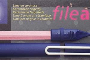 FileAway, Ceramic Nail File, modern blue case, Clip white, blister carded
