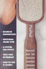 ProPed 'Natural'Ceramic Pumice Stone, 8½", darkbrown, beige handle inlaid, blister package