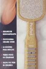 ProPed 'Natural'Ceramic Pumice Stone, 8½", brown, beige handle inlaid, blister package