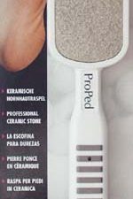 ProPed Ceramic Pumice Stone, 8½", white, beige handle inlaid, blister package