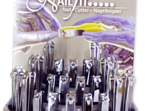 NailFit Display Nail Clippers with catcher, small, 2¾", chromium plated, 48 pieces (24 Display - 24 Refill)